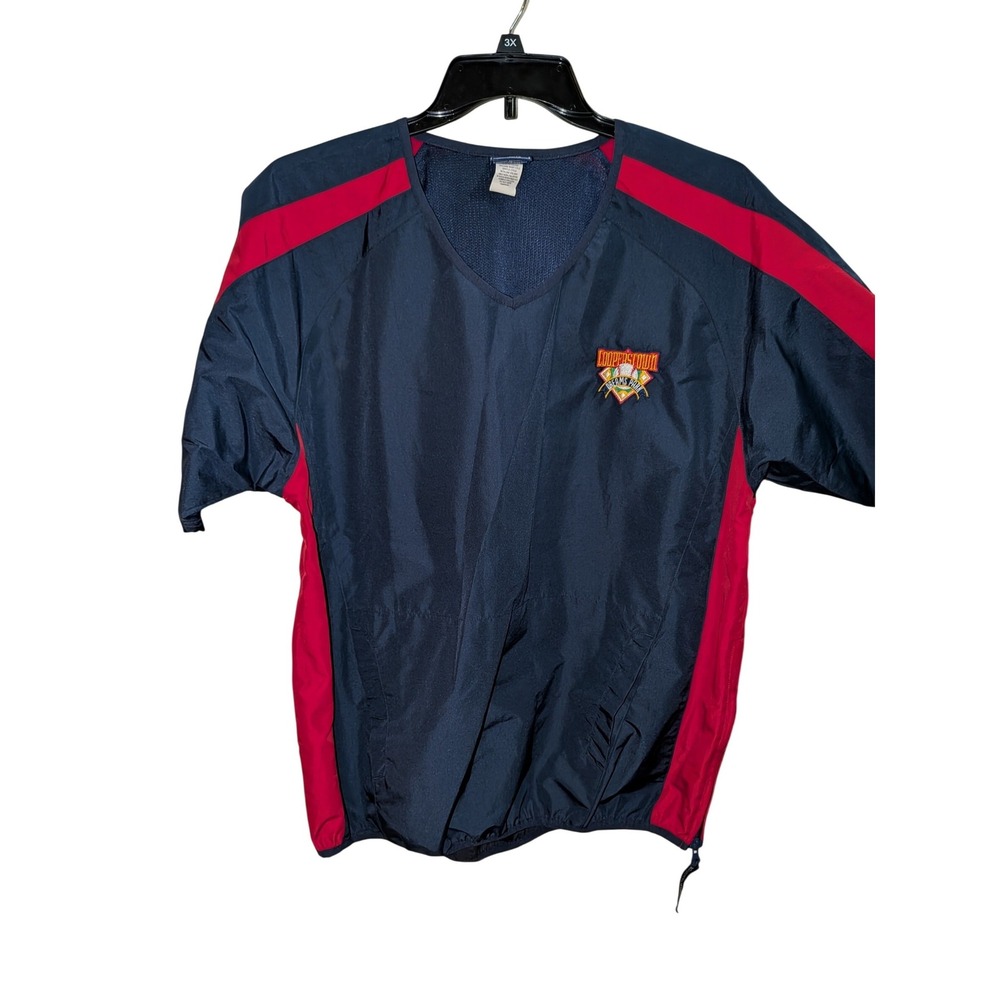 Cooperstown Dreams Park Mens Navy Red V-Neck Short Sleeve Baseball Windbreaker M